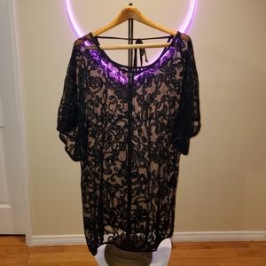 H&M cotton lace dress coverup kimono sleeves sz 10